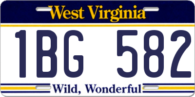 WV license plate 1BG582
