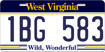 WV license plate 1BG583