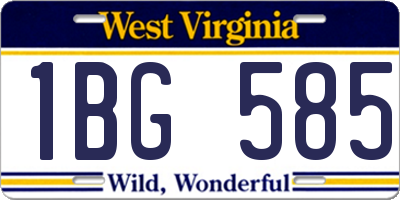 WV license plate 1BG585