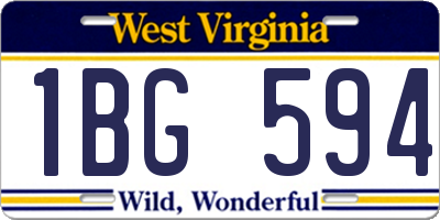 WV license plate 1BG594