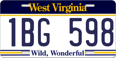 WV license plate 1BG598