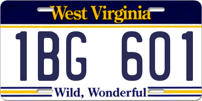 WV license plate 1BG601