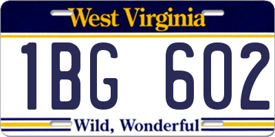 WV license plate 1BG602