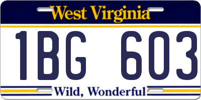 WV license plate 1BG603