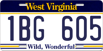 WV license plate 1BG605