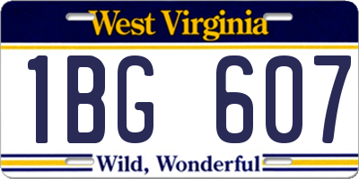 WV license plate 1BG607