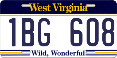 WV license plate 1BG608