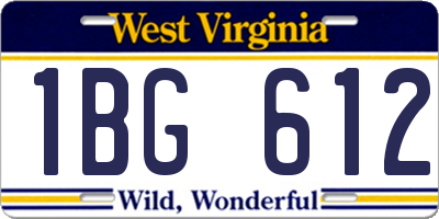 WV license plate 1BG612
