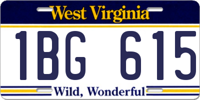 WV license plate 1BG615