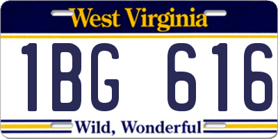 WV license plate 1BG616