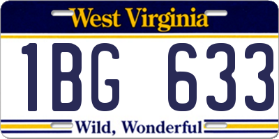 WV license plate 1BG633