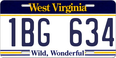 WV license plate 1BG634