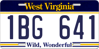 WV license plate 1BG641