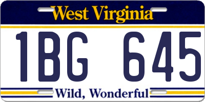 WV license plate 1BG645