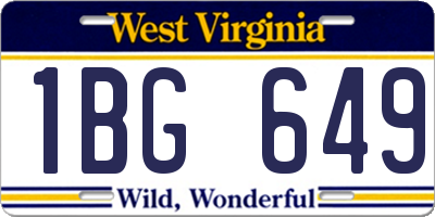 WV license plate 1BG649