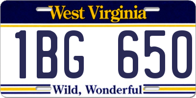 WV license plate 1BG650