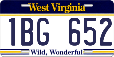 WV license plate 1BG652