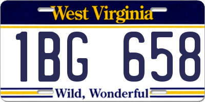 WV license plate 1BG658