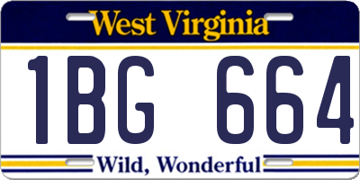 WV license plate 1BG664