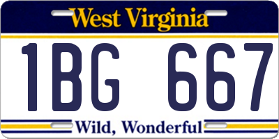 WV license plate 1BG667