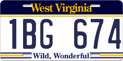 WV license plate 1BG674
