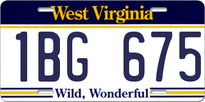 WV license plate 1BG675