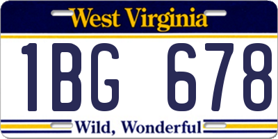 WV license plate 1BG678