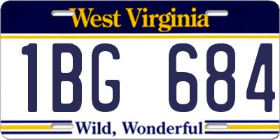 WV license plate 1BG684