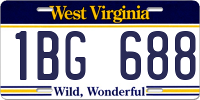 WV license plate 1BG688