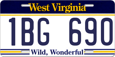 WV license plate 1BG690