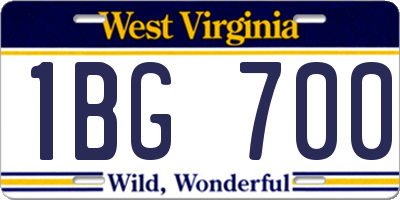 WV license plate 1BG700