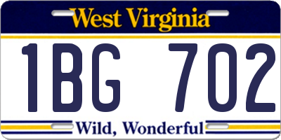 WV license plate 1BG702