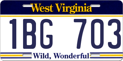 WV license plate 1BG703