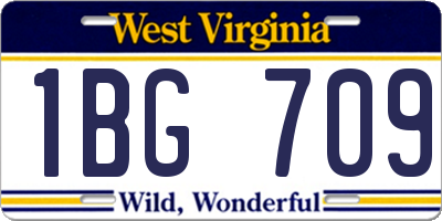 WV license plate 1BG709