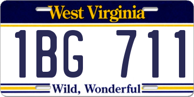 WV license plate 1BG711