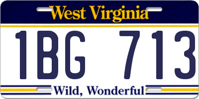 WV license plate 1BG713