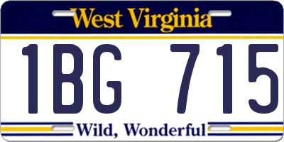 WV license plate 1BG715