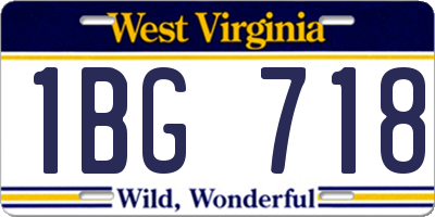 WV license plate 1BG718