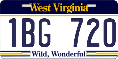 WV license plate 1BG720
