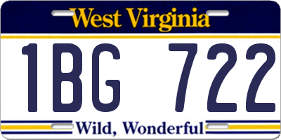 WV license plate 1BG722