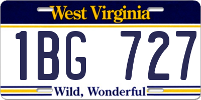WV license plate 1BG727
