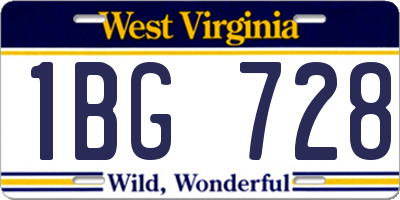 WV license plate 1BG728