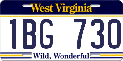 WV license plate 1BG730