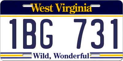 WV license plate 1BG731