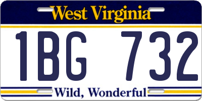 WV license plate 1BG732