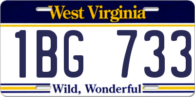 WV license plate 1BG733