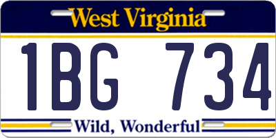 WV license plate 1BG734