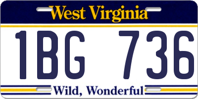 WV license plate 1BG736