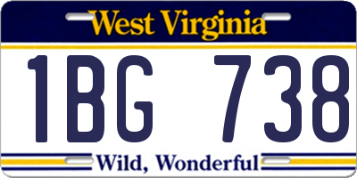 WV license plate 1BG738