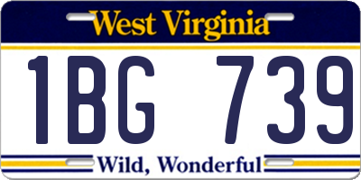 WV license plate 1BG739